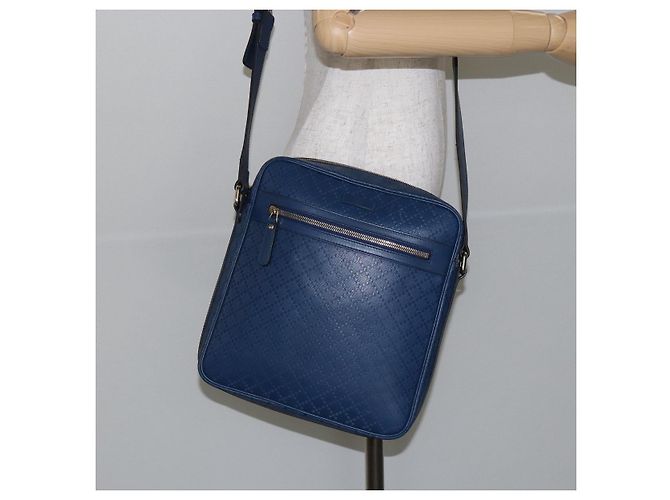 Borsa a Spalla Diamante in Pelle Blu Oro GUCCI 201443 Auth bs29905 D'oro - vista 24