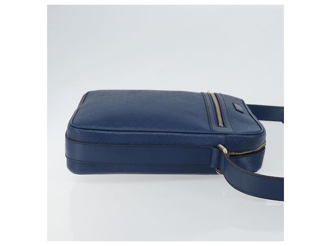 Borsa a Spalla Diamante in Pelle Blu Oro GUCCI 201443 Auth bs29905 D'oro - vista 3