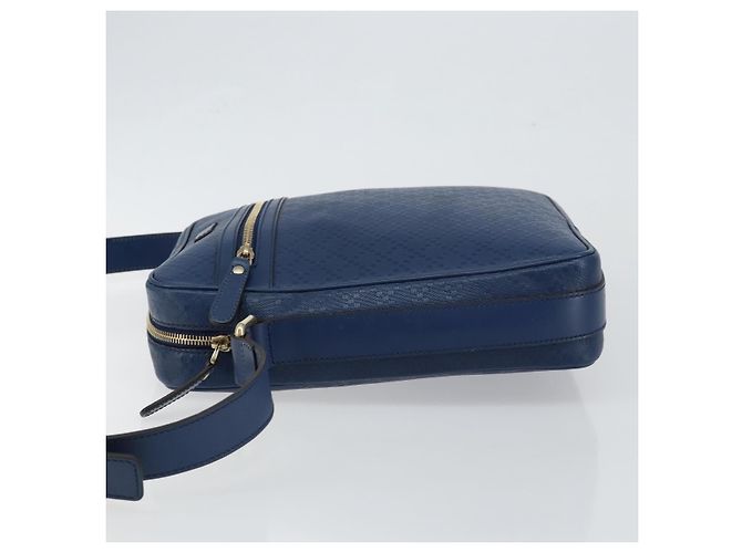 Borsa a Spalla Diamante in Pelle Blu Oro GUCCI 201443 Auth bs29905 D'oro - vista 4