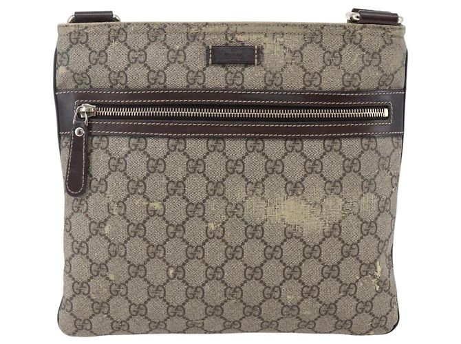 Gucci Borsa a spalla GG Supreme in PVC beige e oro 295257 Auth bs29716 D'oro - vista 13