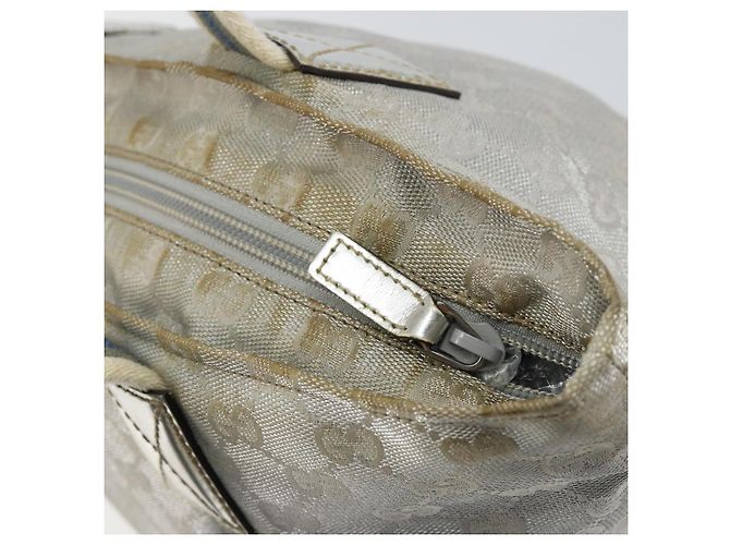 GUCCI GG Canvas Sherry Line Tote Bag Silber Blau Khaki Auth ki6110 - Ansicht 10