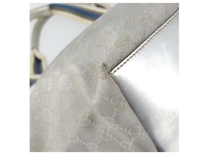 GUCCI GG Canvas Sherry Line Tote Bag Silber Blau Khaki Auth ki6110 - Ansicht 16