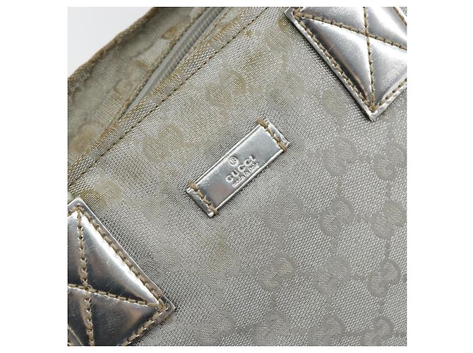 GUCCI GG Canvas Sherry Line Tote Bag Silber Blau Khaki Auth ki6110 - Ansicht 17