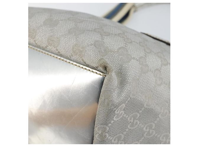 GUCCI GG Canvas Sherry Line Tote Bag Silber Blau Khaki Auth ki6110 - Ansicht 9