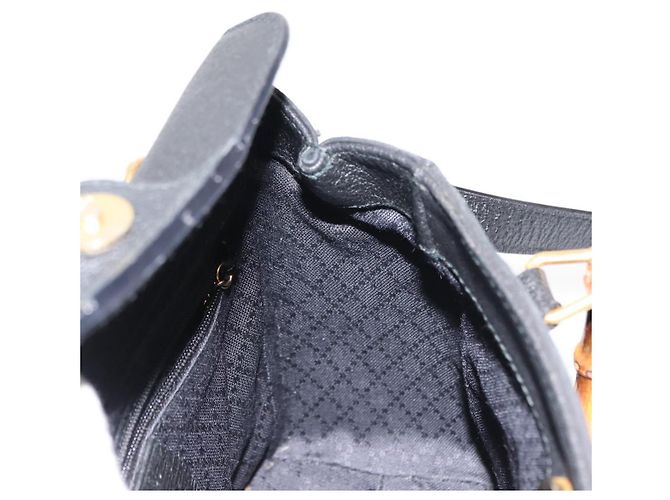 Borsa a mano in suede Gucci Bamboo 2way Nera Auth BA6752 Nero - vista 18