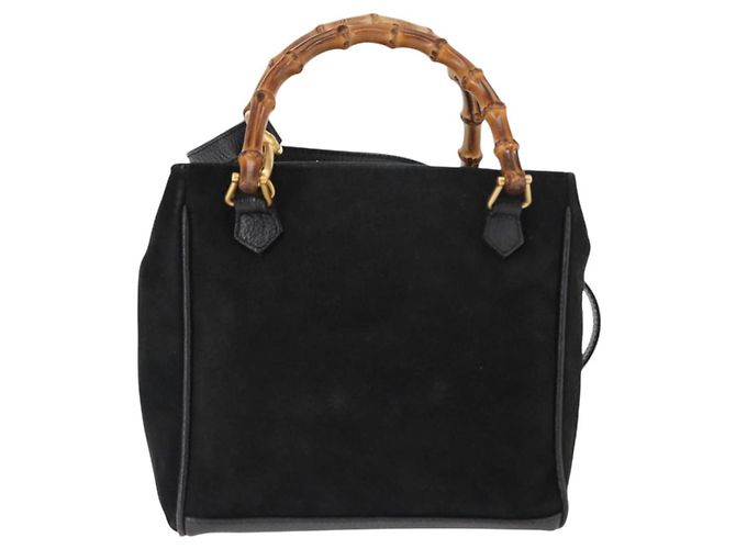 Borsa a mano in suede Gucci Bamboo 2way Nera Auth BA6752 Nero - vista 2