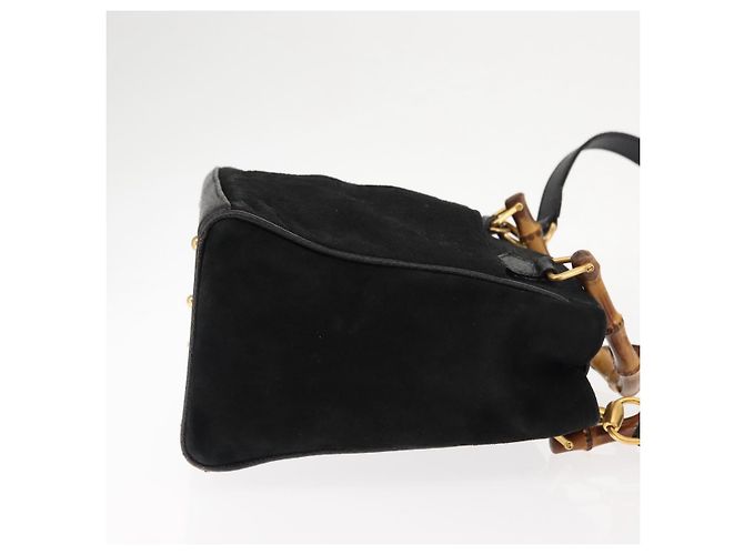 Borsa a mano in suede Gucci Bamboo 2way Nera Auth BA6752 Nero - vista 3