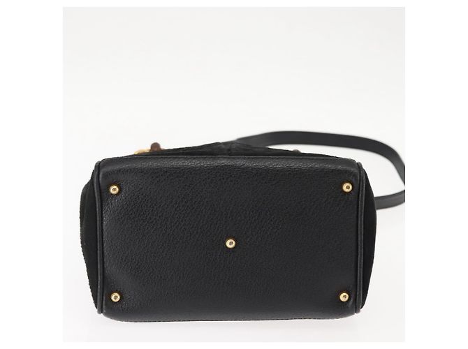 Borsa a mano in suede Gucci Bamboo 2way Nera Auth BA6752 Nero - vista 5