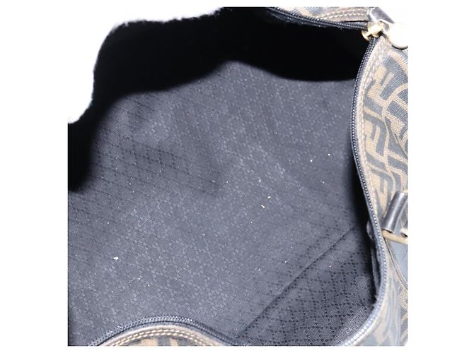 Bolso Boston de lona Zucca FENDI PVC Negro Marrón Auth 145332 Castaño - vista 11
