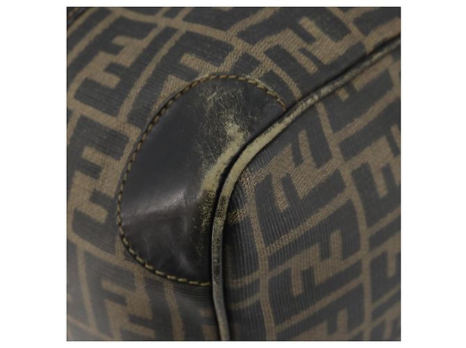 Bolso Boston de lona Zucca FENDI PVC Negro Marrón Auth 145332 Castaño - vista 15
