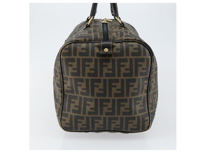 Bolso Boston de lona Zucca FENDI PVC Negro Marrón Auth 145332 Castaño - vista 4