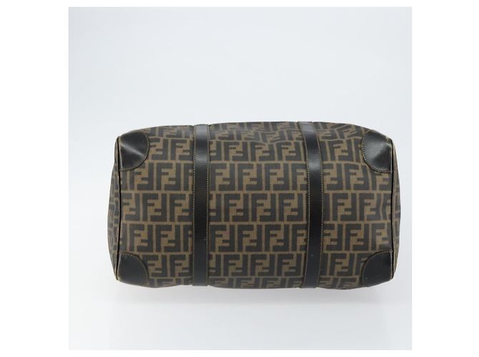 Bolso Boston de lona Zucca FENDI PVC Negro Marrón Auth 145332 Castaño - vista 5