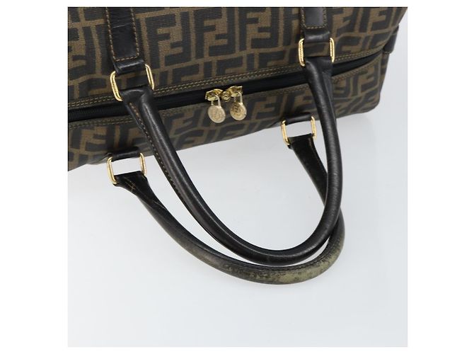 Bolso Boston de lona Zucca FENDI PVC Negro Marrón Auth 145332 Castaño - vista 7
