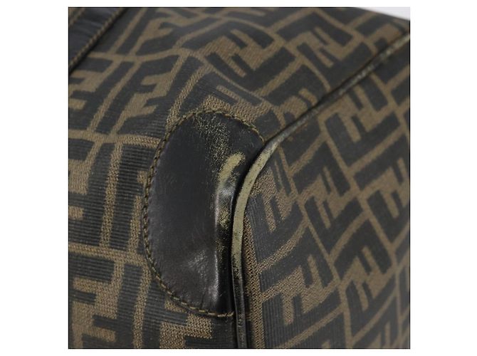 Bolso Boston de lona Zucca FENDI PVC Negro Marrón Auth 145332 Castaño - vista 9