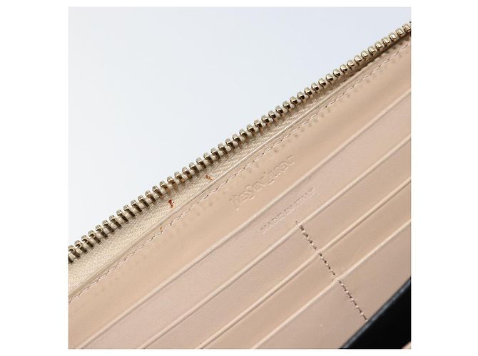 SAINT LAURENT Langer Geldbeutel Leder Beige Gold Auth am9381 Golden - Ansicht 10