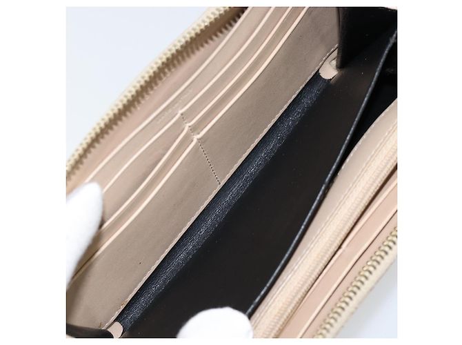 SAINT LAURENT Langer Geldbeutel Leder Beige Gold Auth am9381 Golden - Ansicht 11