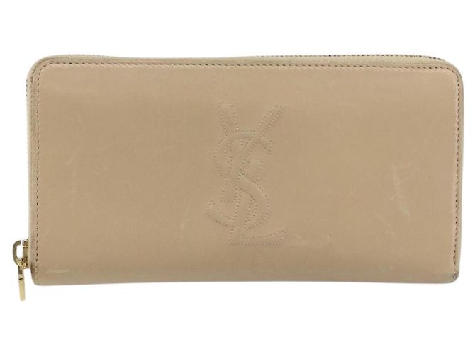 SAINT LAURENT Langer Geldbeutel Leder Beige Gold Auth am9381 Golden - Ansicht 13