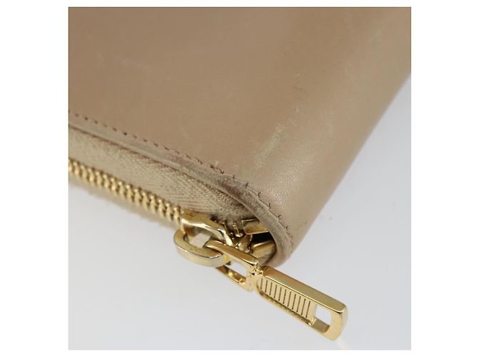 SAINT LAURENT Langer Geldbeutel Leder Beige Gold Auth am9381 Golden - Ansicht 14
