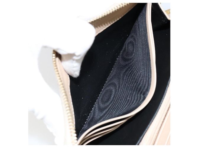 SAINT LAURENT Langer Geldbeutel Leder Beige Gold Auth am9381 Golden - Ansicht 17
