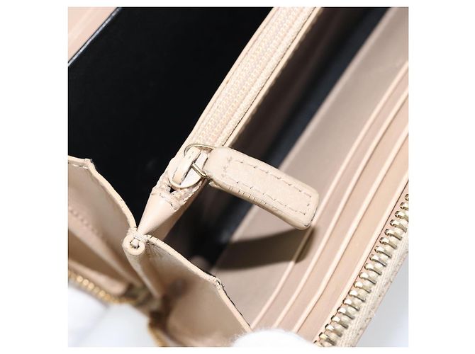 SAINT LAURENT Langer Geldbeutel Leder Beige Gold Auth am9381 Golden - Ansicht 19