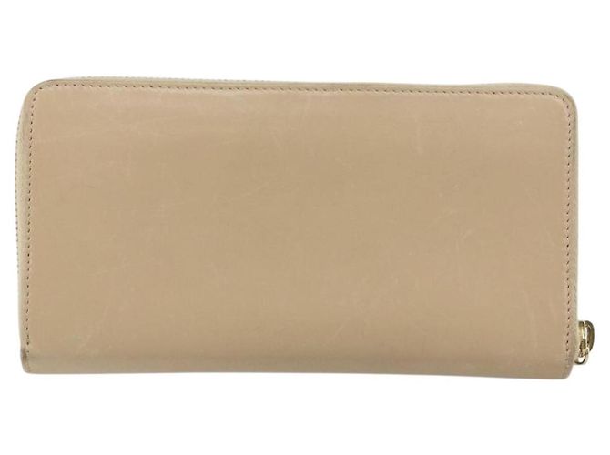 SAINT LAURENT Langer Geldbeutel Leder Beige Gold Auth am9381 Golden - Ansicht 2