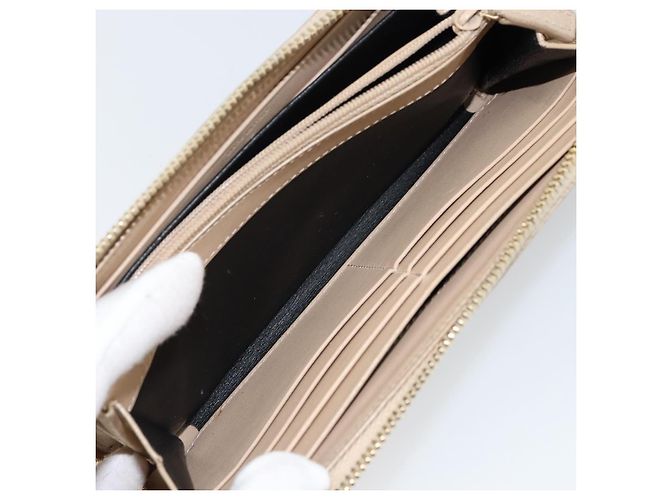 SAINT LAURENT Langer Geldbeutel Leder Beige Gold Auth am9381 Golden - Ansicht 20
