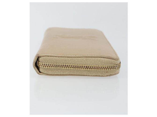 SAINT LAURENT Langer Geldbeutel Leder Beige Gold Auth am9381 Golden - Ansicht 3