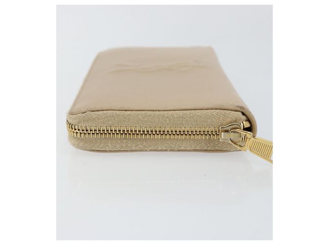 SAINT LAURENT Langer Geldbeutel Leder Beige Gold Auth am9381 Golden - Ansicht 4