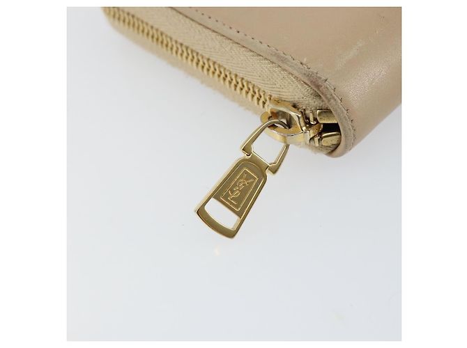 SAINT LAURENT Langer Geldbeutel Leder Beige Gold Auth am9381 Golden - Ansicht 8