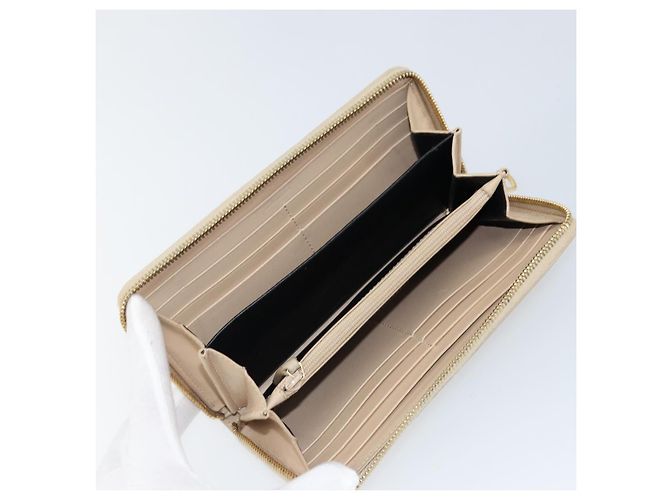 SAINT LAURENT Langer Geldbeutel Leder Beige Gold Auth am9381 Golden - Ansicht 9
