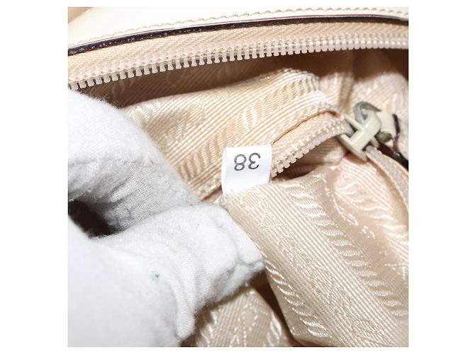 PRADA Handtasche Lackleder Beige Silber Auth BA6605 - Ansicht 11
