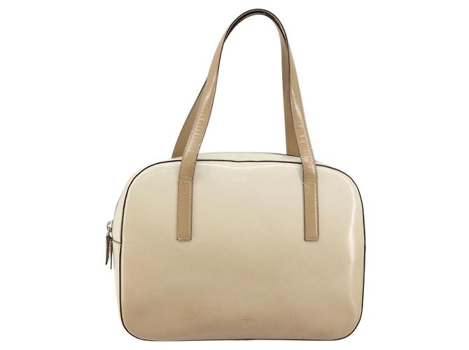 PRADA Handtasche Lackleder Beige Silber Auth BA6605 - Ansicht 13