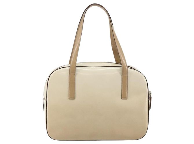 PRADA Handtasche Lackleder Beige Silber Auth BA6605 - Ansicht 2