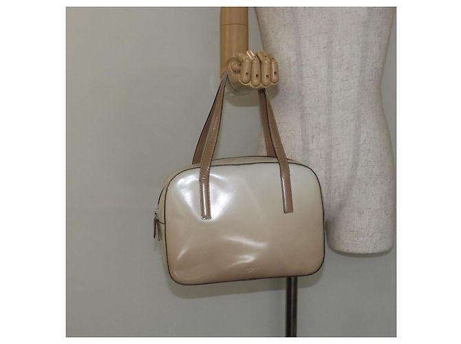 PRADA Handtasche Lackleder Beige Silber Auth BA6605 - Ansicht 22
