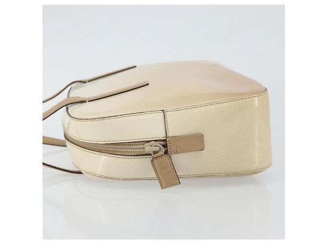 PRADA Handtasche Lackleder Beige Silber Auth BA6605 - Ansicht 4