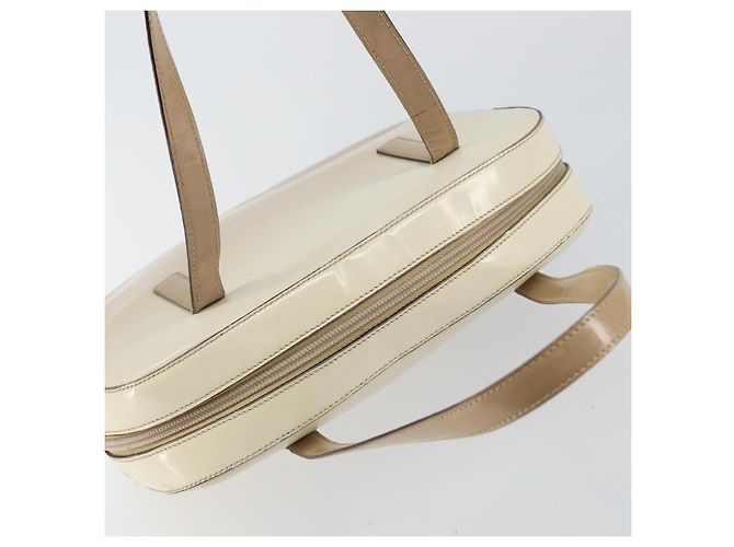 PRADA Handtasche Lackleder Beige Silber Auth BA6605 - Ansicht 6