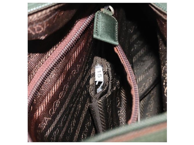 PRADA Borsa a mano in nylon khaki argento autentica bs29885 Cachi - vista 12