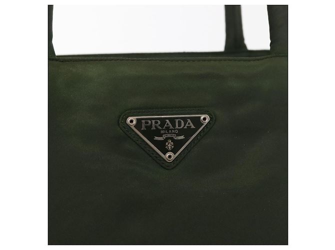 PRADA Borsa a mano in nylon khaki argento autentica bs29885 Cachi - vista 17