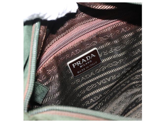 PRADA Borsa a mano in nylon khaki argento autentica bs29885 Cachi - vista 18