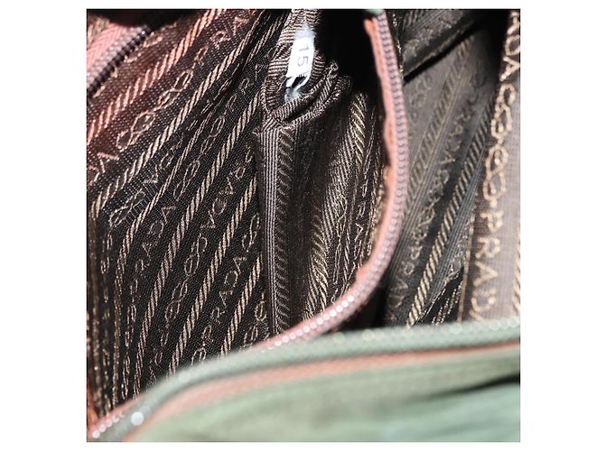 PRADA Borsa a mano in nylon khaki argento autentica bs29885 Cachi - vista 21
