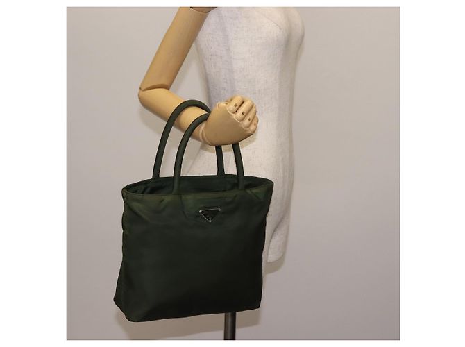 PRADA Borsa a mano in nylon khaki argento autentica bs29885 Cachi - vista 22