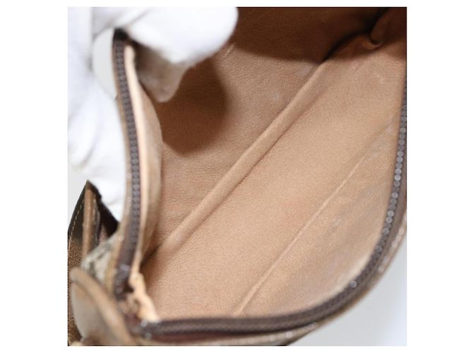 Bolsa de Ombro GUCCI GG Plus Supreme PVC Bege Ouro Auth ka463 Dourado - vista 12