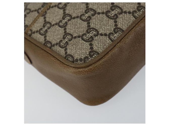 Bolsa de Ombro GUCCI GG Plus Supreme PVC Bege Ouro Auth ka463 Dourado - vista 14