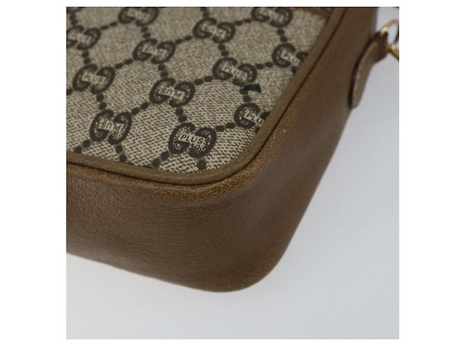 Bolsa de Ombro GUCCI GG Plus Supreme PVC Bege Ouro Auth ka463 Dourado - vista 15