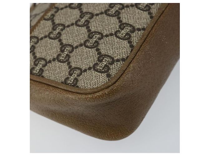 Bolsa de Ombro GUCCI GG Plus Supreme PVC Bege Ouro Auth ka463 Dourado - vista 16