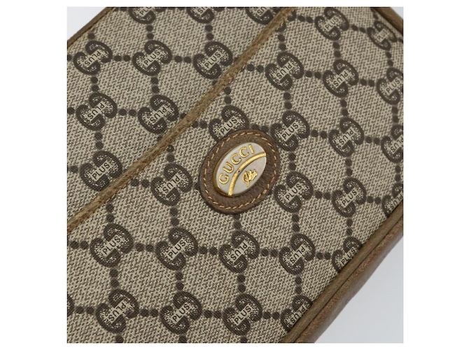 Bolsa de Ombro GUCCI GG Plus Supreme PVC Bege Ouro Auth ka463 Dourado - vista 17
