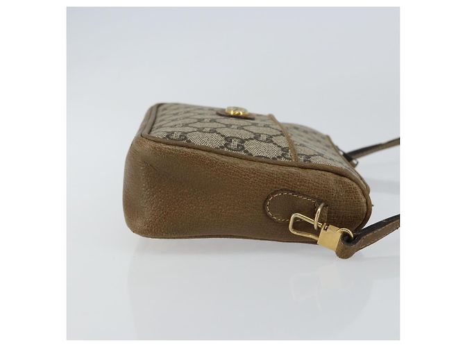 Bolsa de Ombro GUCCI GG Plus Supreme PVC Bege Ouro Auth ka463 Dourado - vista 3