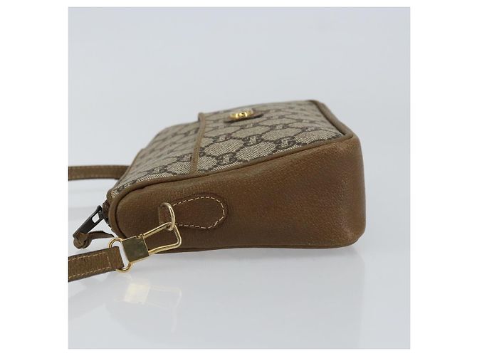 Bolsa de Ombro GUCCI GG Plus Supreme PVC Bege Ouro Auth ka463 Dourado - vista 4