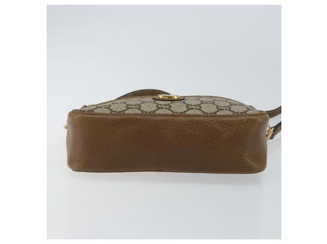 Bolsa de Ombro GUCCI GG Plus Supreme PVC Bege Ouro Auth ka463 Dourado - vista 5
