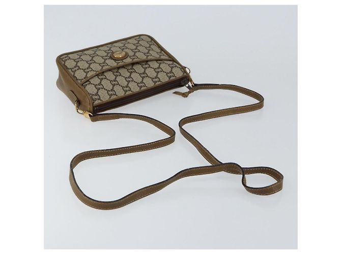 Bolsa de Ombro GUCCI GG Plus Supreme PVC Bege Ouro Auth ka463 Dourado - vista 7